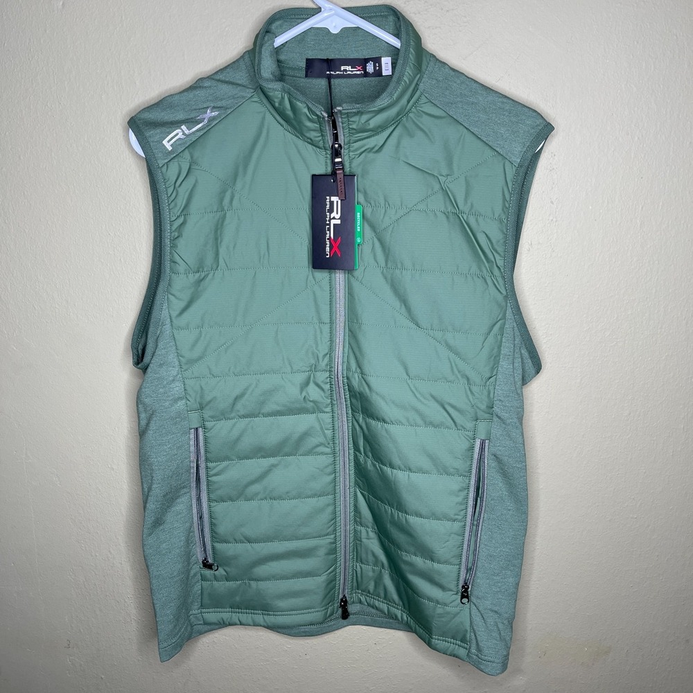 Ralph Lauren RLX Golf Full Zip Vest Men's Size Small Wicking Stretch Green Blue